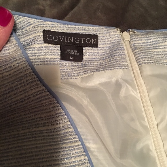 Covington Periwinkle metallic tweed dress 14 - Picture 4 of 5